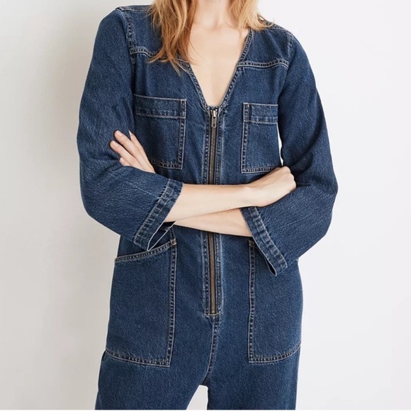 MADEWELL SMALL WOMENS Denim Jumpsuit with Front Zipper - Picture 12 of 12